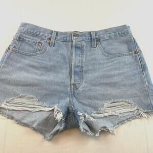 Levi's 501 Premium Lightwash Distressed Jean Shorts size 33 High Rise